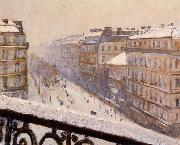 Boulevard Haussmann, effet de neige Gustave Caillebotte